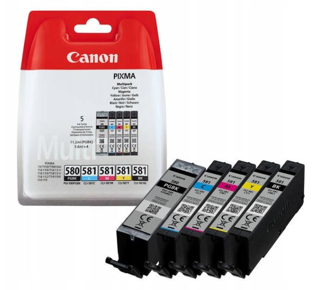 Atrament Canon Pixma PGI-580 CLI-581 2078C005 pre Canon čierna (čierna), červená (purpurová), modrá (azúrová), trikolóra, sada, žltá (žltá)